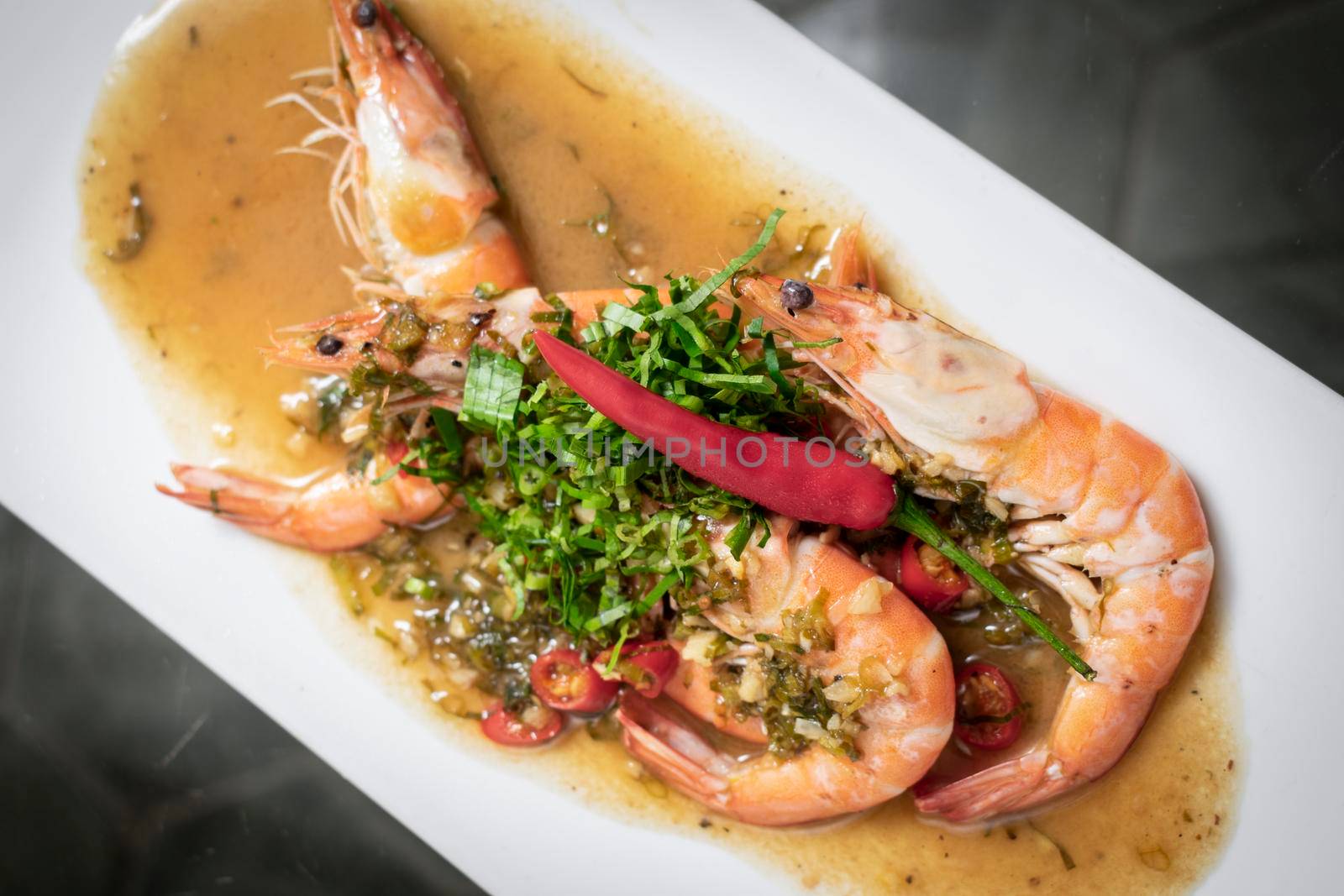 spicy asian prawns in gourmet chilli orange and coriander sauce by jackmalipan