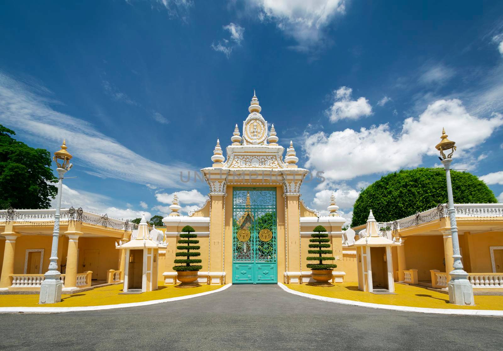 royal palace gate entance exterior in phnom penh city cambodia by jackmalipan