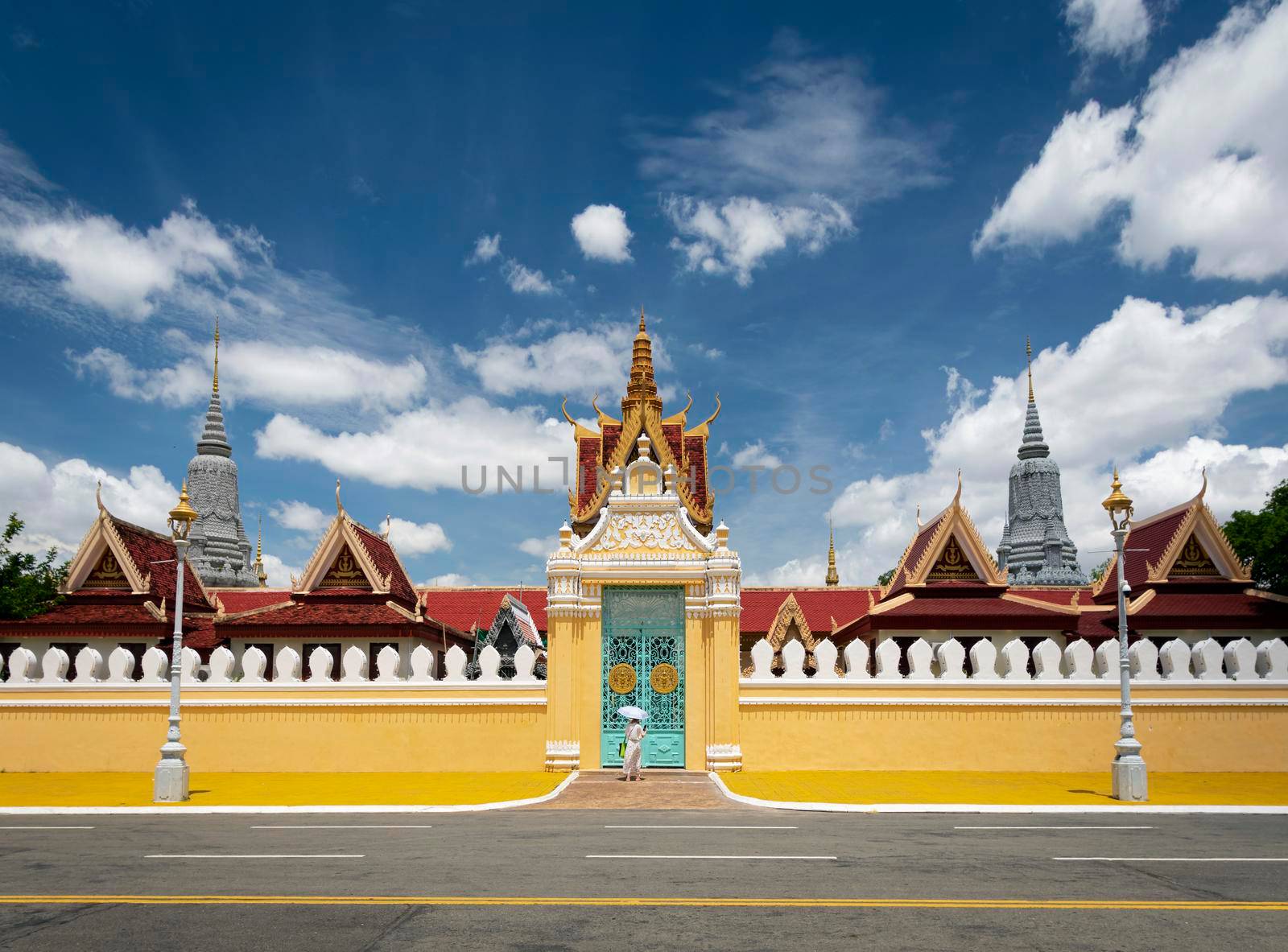 royal palace gate entance exterior in phnom penh city cambodia by jackmalipan