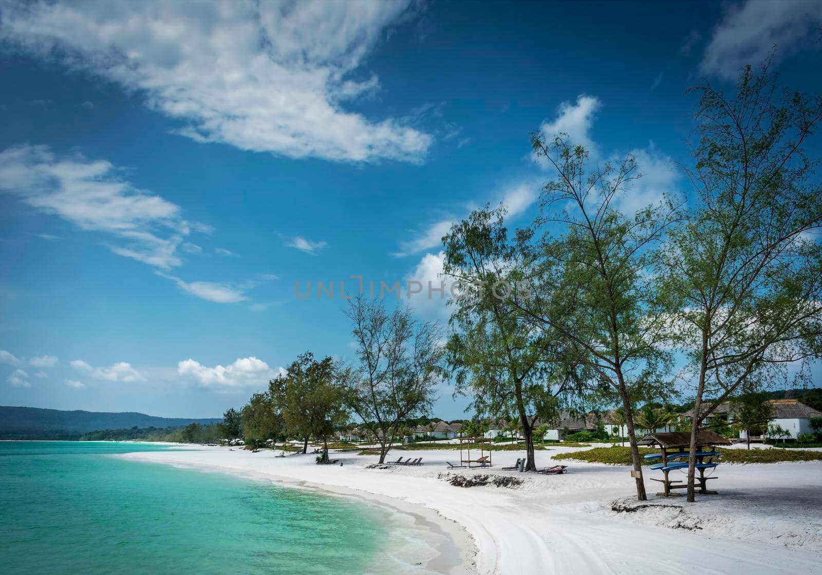 view of paradise long beach resort area of koh rong island near sihanoukville cambodia coast