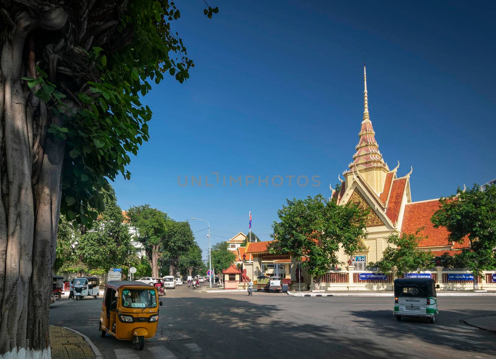 courthouse and street view of  downtown phnom penh city cambodia by jackmalipan