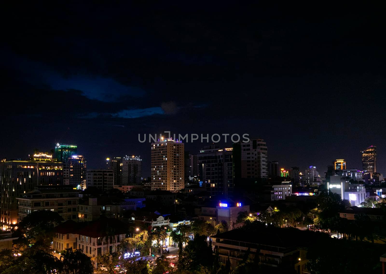 downtown central phnom penh city skyline night view in cambodia   by jackmalipan