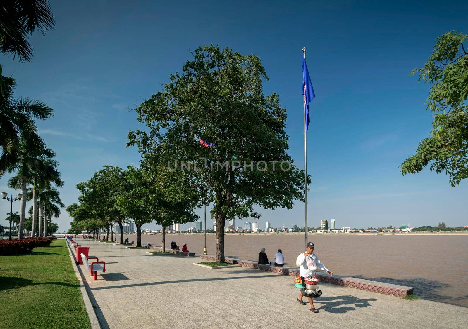 sisowath quay public riverside park in downtown phnom penh cambodia by jackmalipan