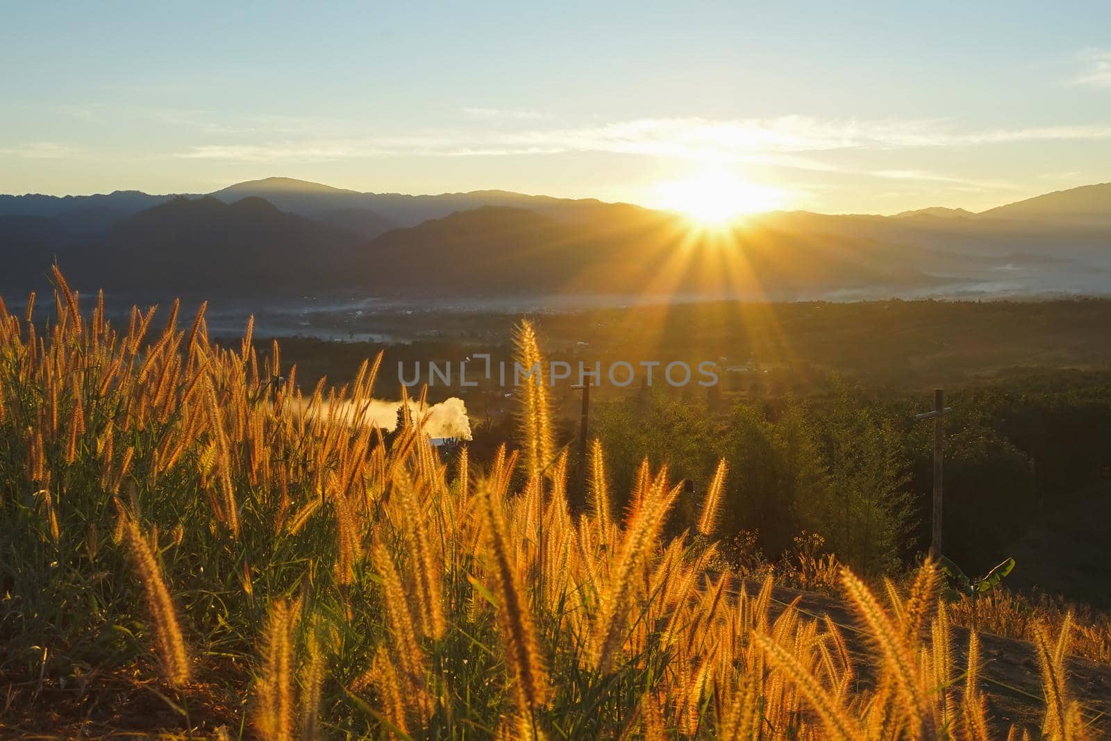 Sunrise at Yun Lai Viewpoint in Pai district, Mae Hong Son province, Thailand.