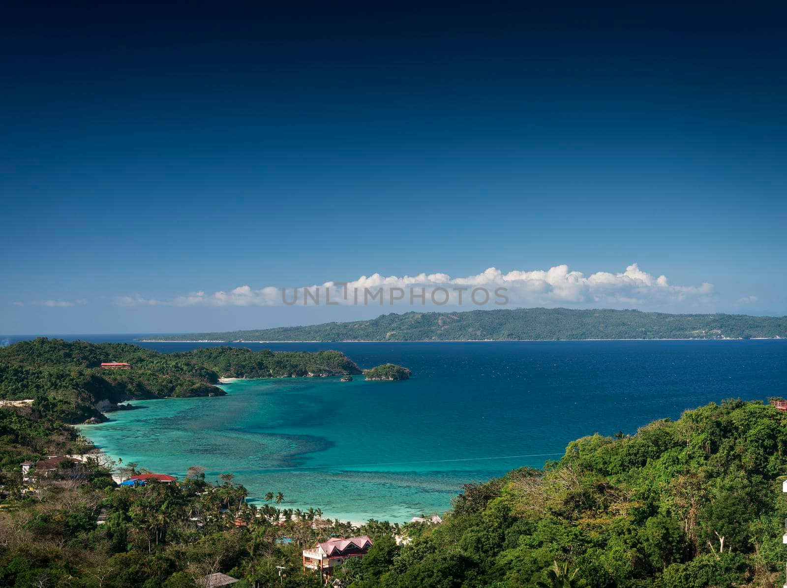 view of tropical boracay island landscape and coast in the philippines