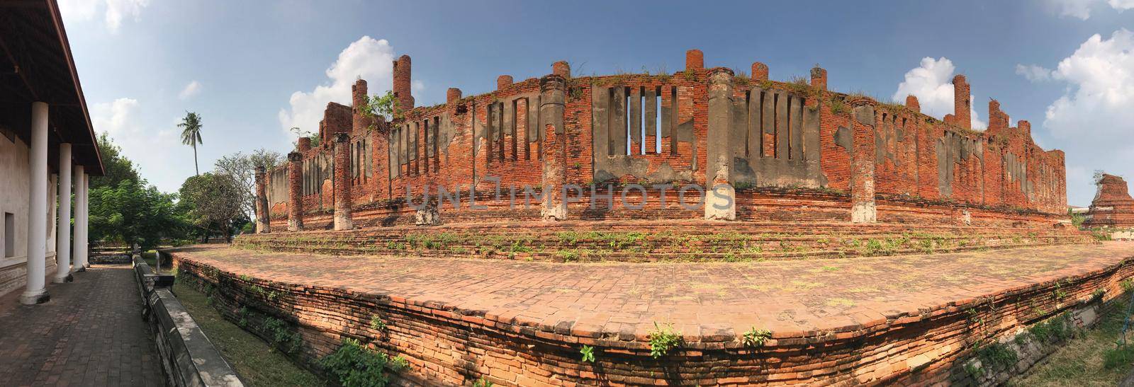 Panorama from Wat Thammikarat a Buddhist temple in the city of Ayutthaya, Thailand