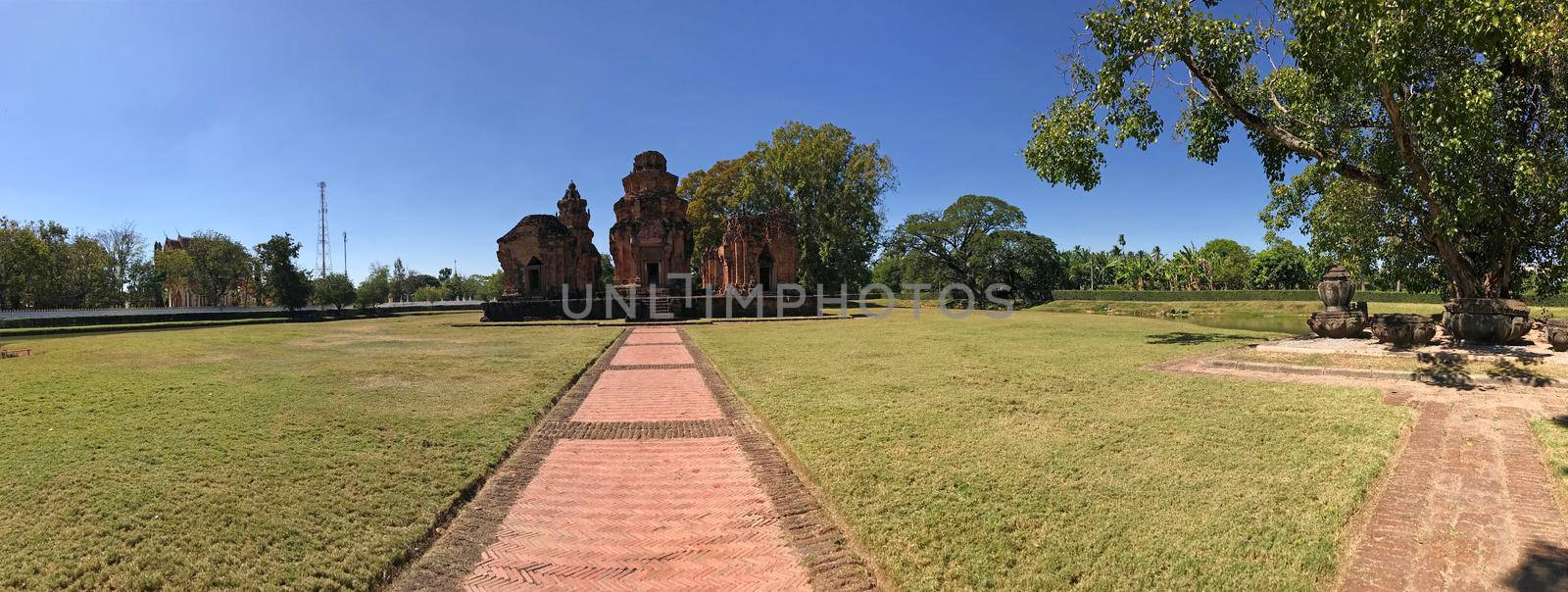 Panorama from the Khmer temple Prasat Si Khoraphum by traveltelly