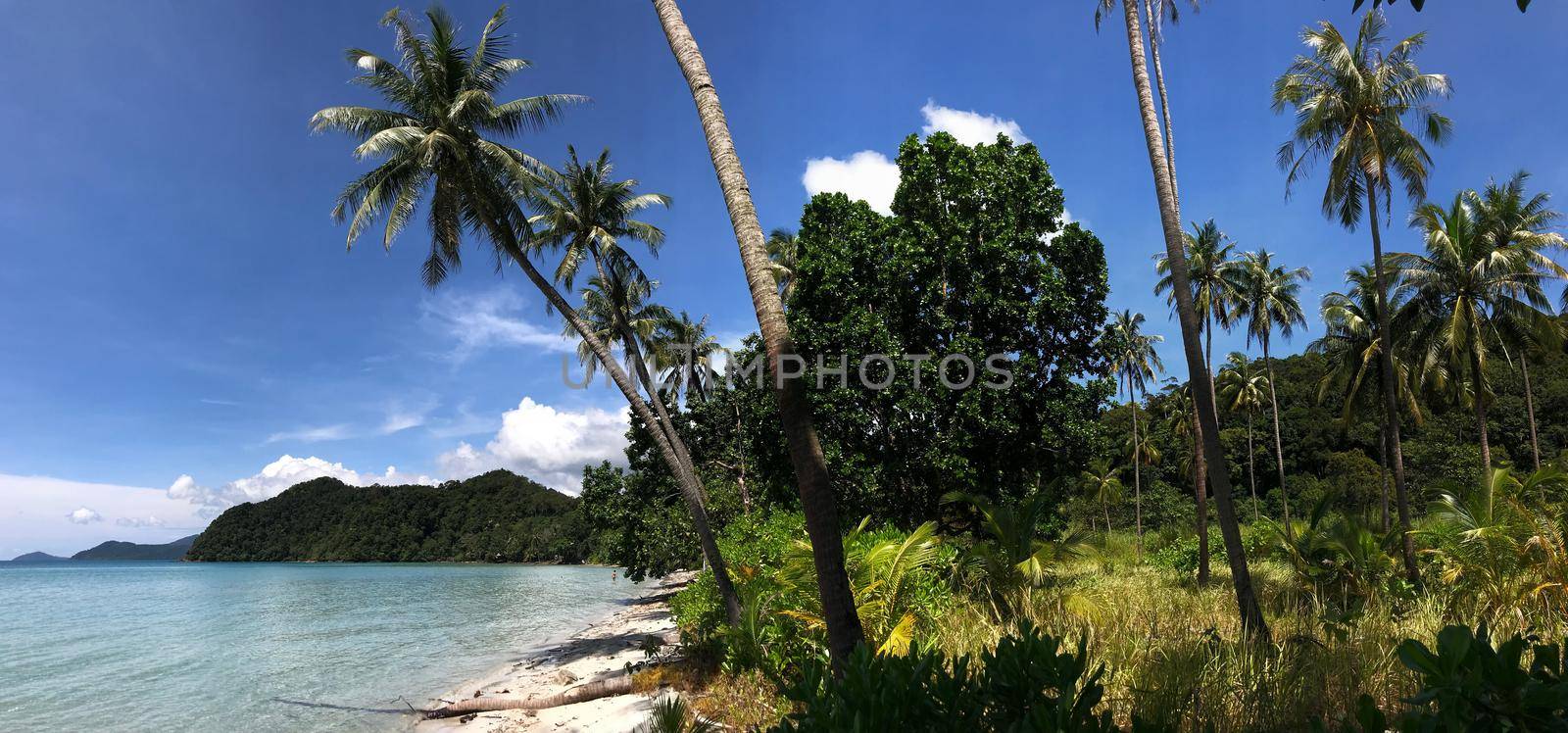 Panorama from Long Beach at Koh Chang Island in Thailand