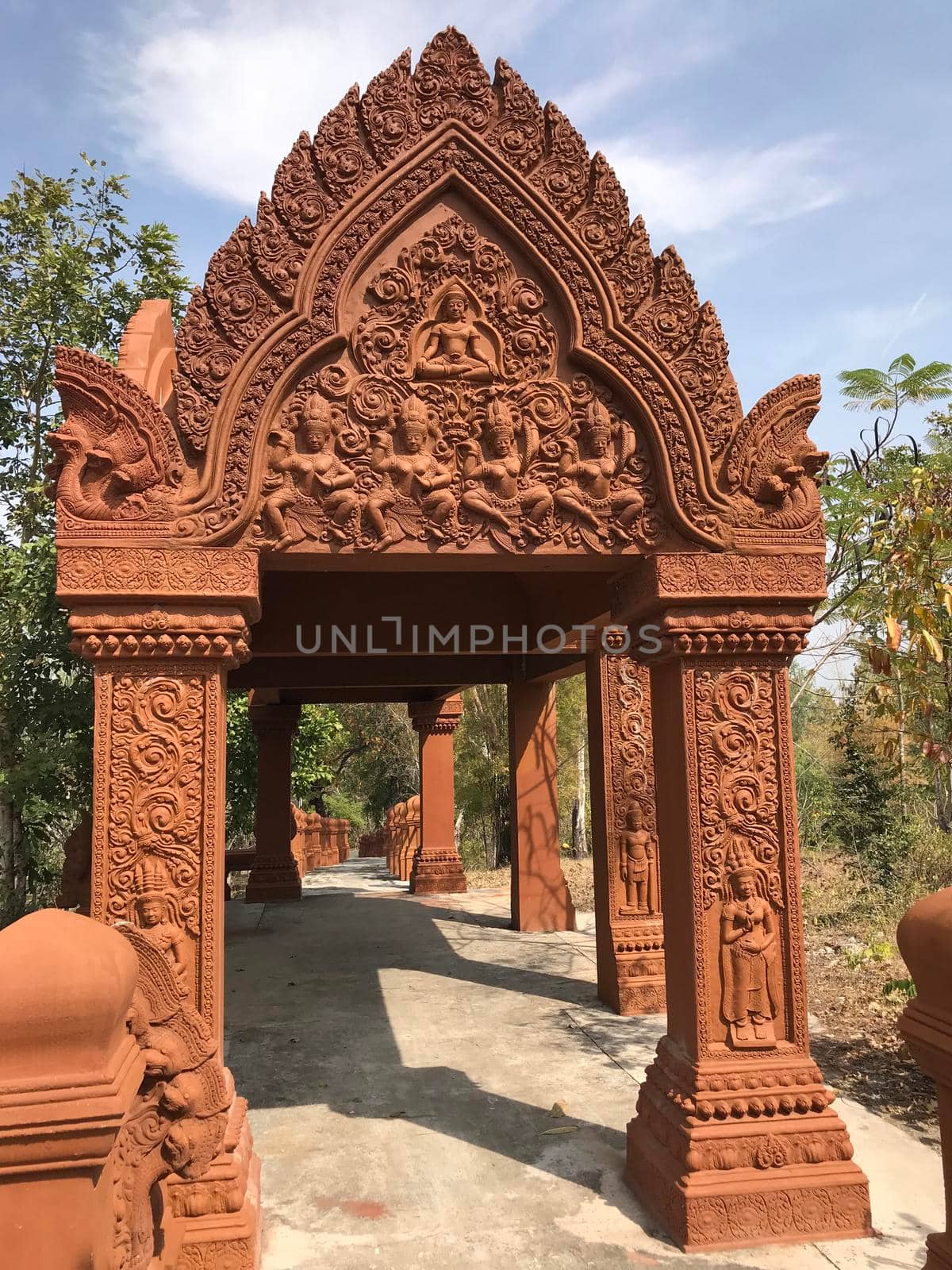 A Khmer style gate and path at Phanom Sawai Forest Park in Thailand

