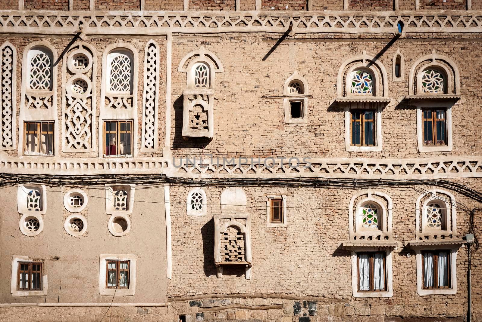 traditional yemeni heritage architecture design details in historic sanaa old town buildings in yemen