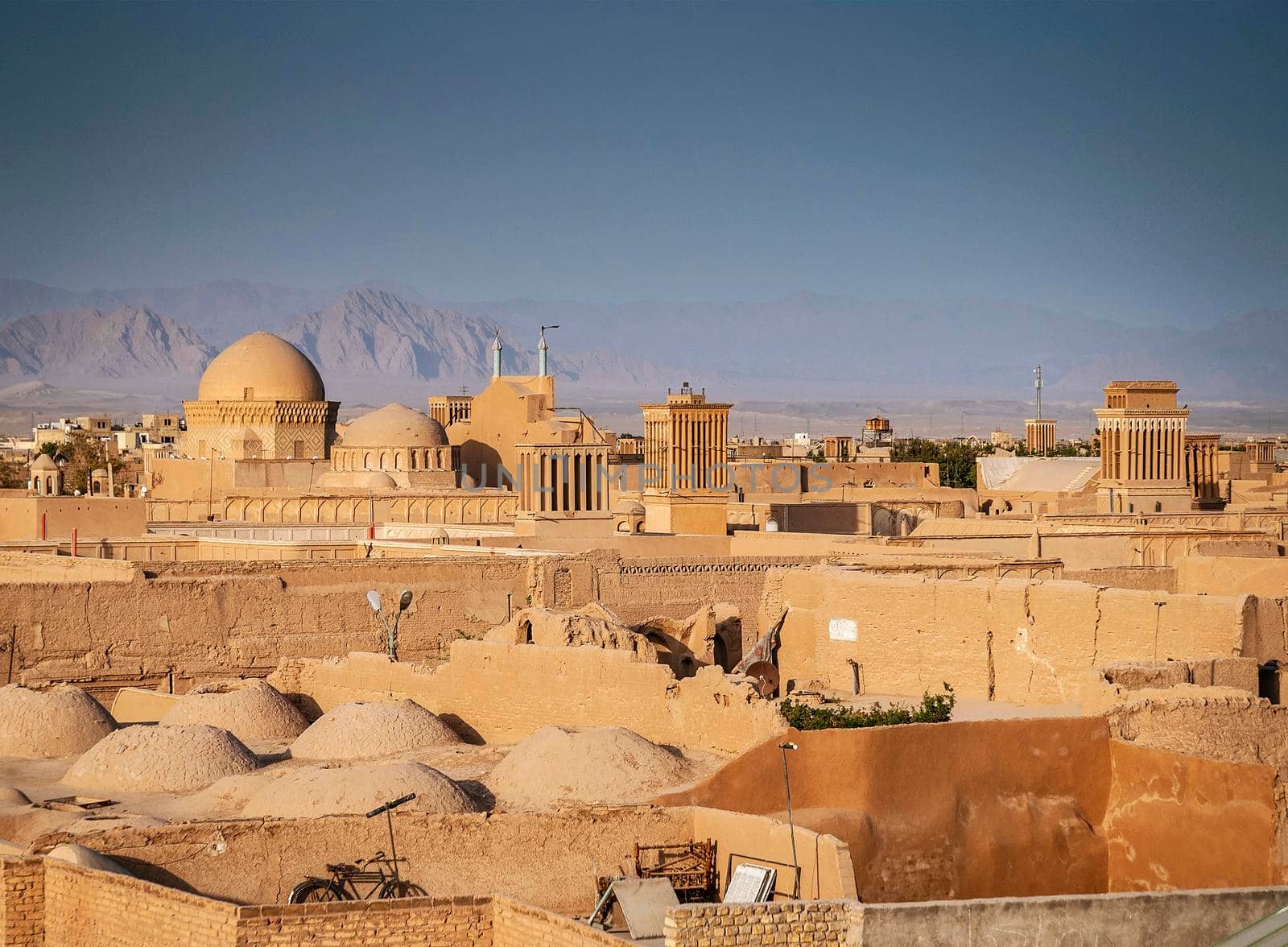 rootops and landscape view of  yazd city old town iran by jackmalipan