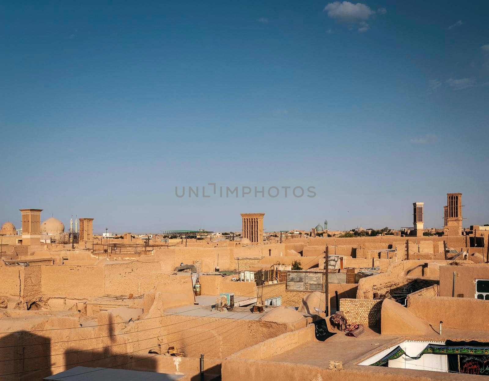 rootops and landscape view of  yazd city old town iran by jackmalipan