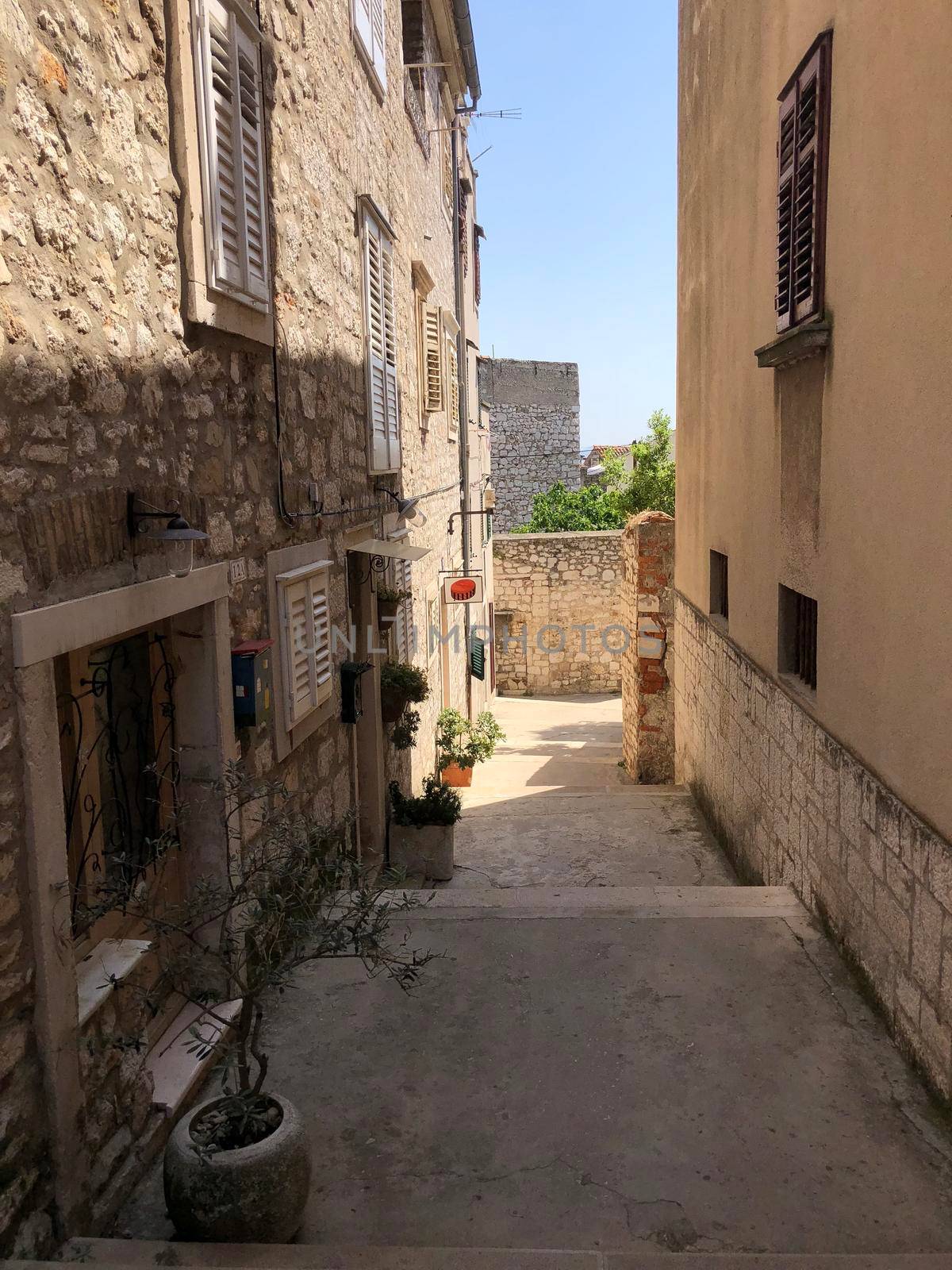 Alley in the old town of Sibenik, Croatia