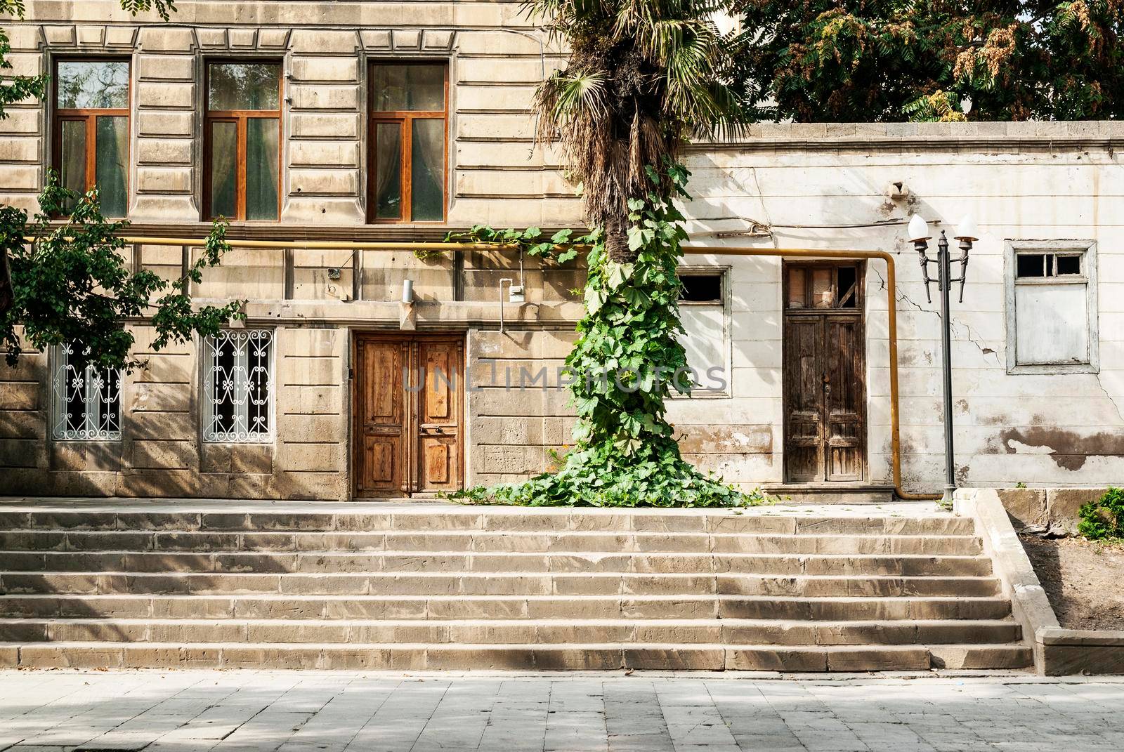 baku city old town street view in azerbaijan