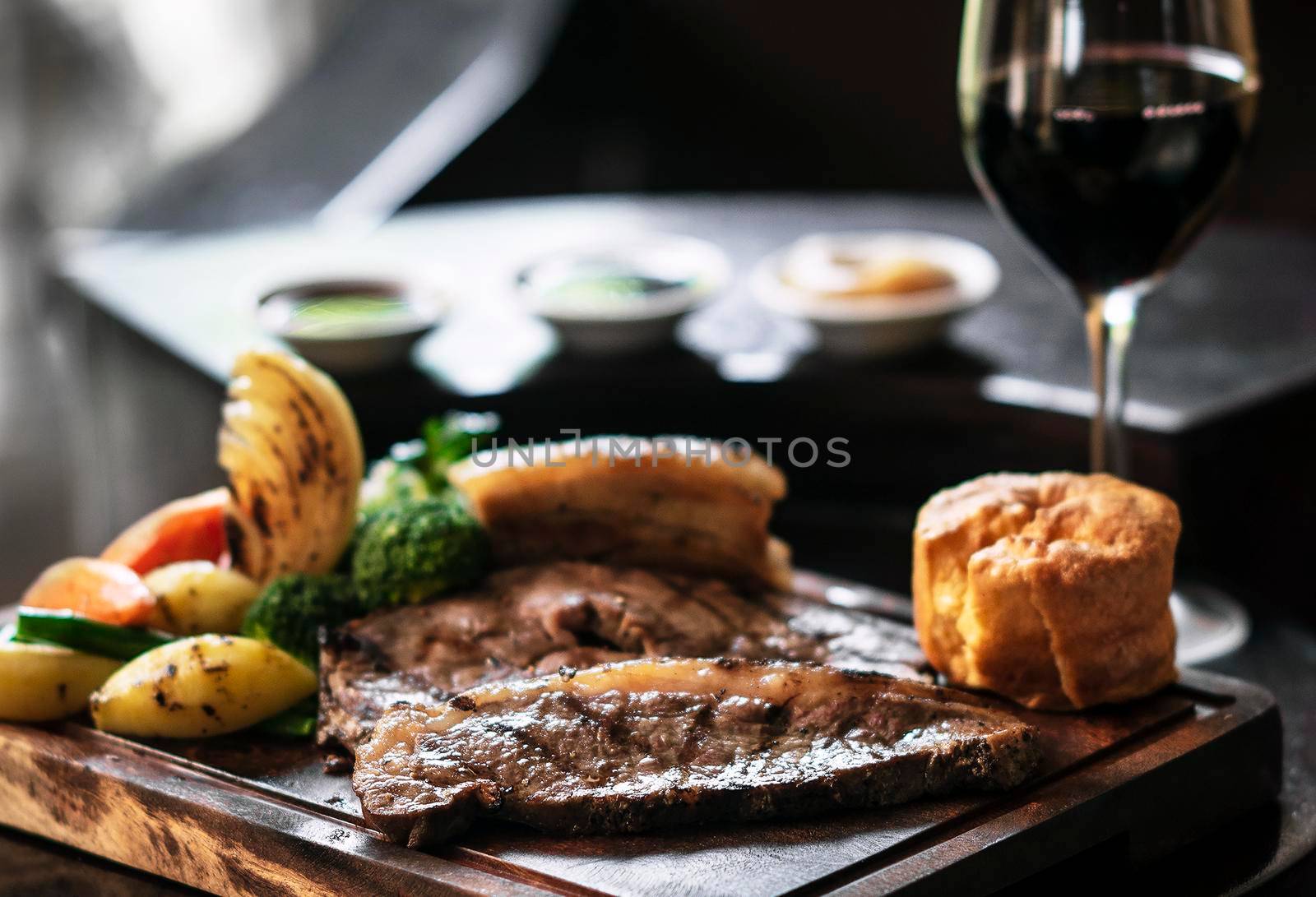 sunday roast beef traditional british meal set on table by jackmalipan