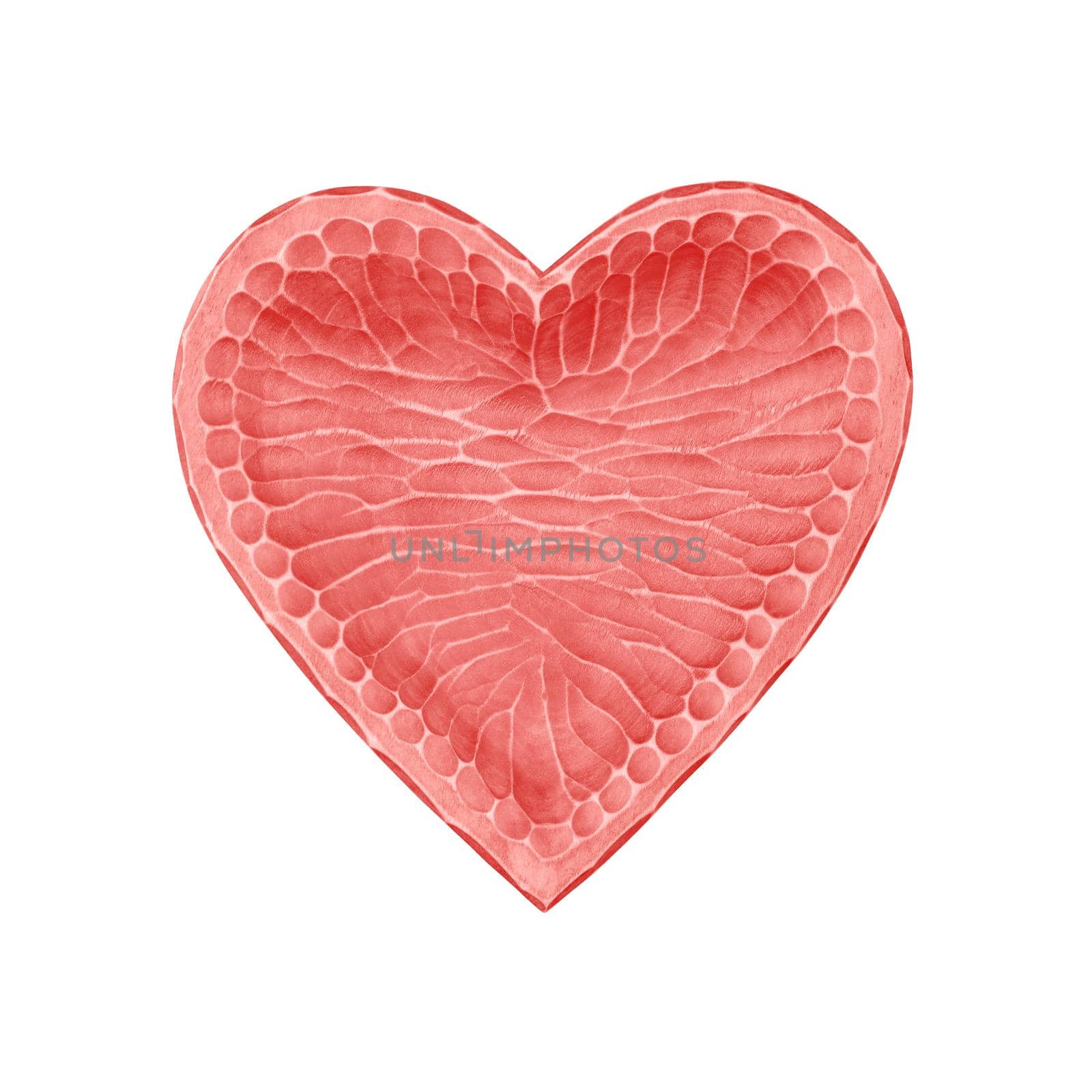 Pink wooden heart shaped bowl isolated on white by BreakingTheWalls