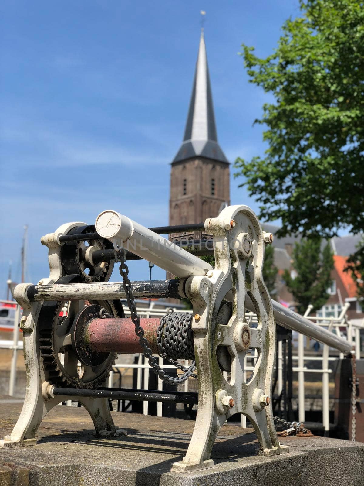 Canal lock chain in Harlingen, Friesland The Netherlands