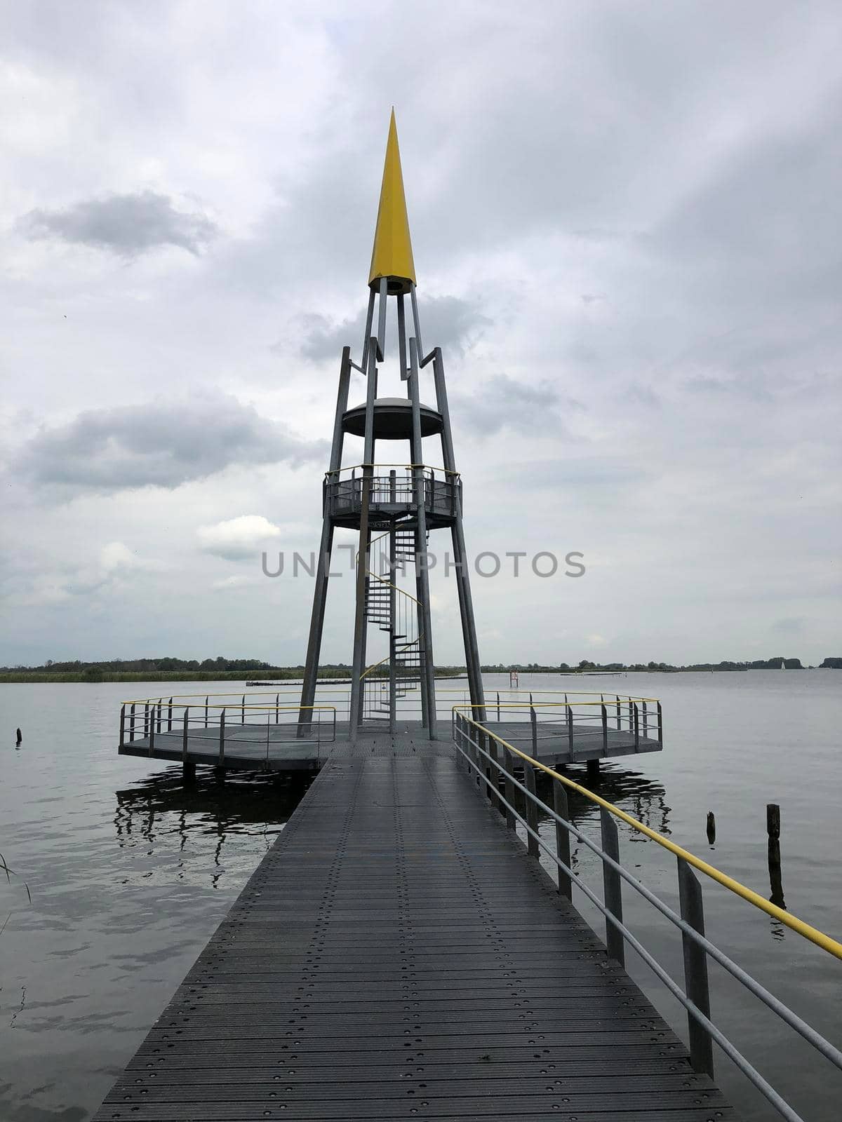 Lookout tower at the Sneeker lake in Friesland The Netherlands