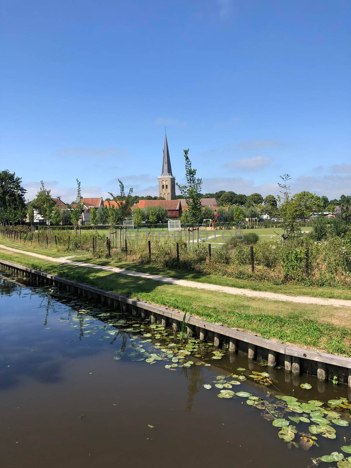 Canal with seeblatt in Tzum, Friesland The Netherlands