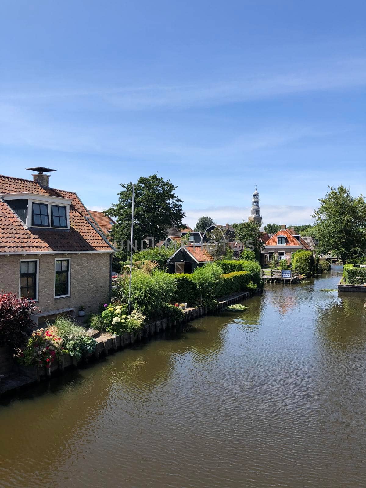 Canal in Hindeloopen, Friesland The Netherlands
