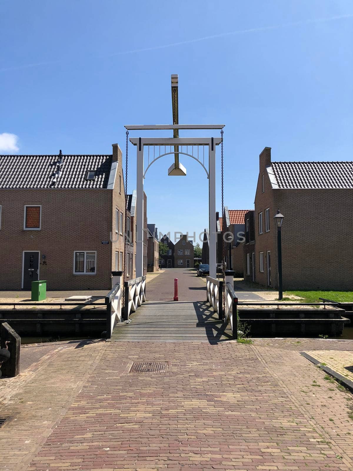 Bridge over a canal in Hindeloopen, Friesland The Netherlands
