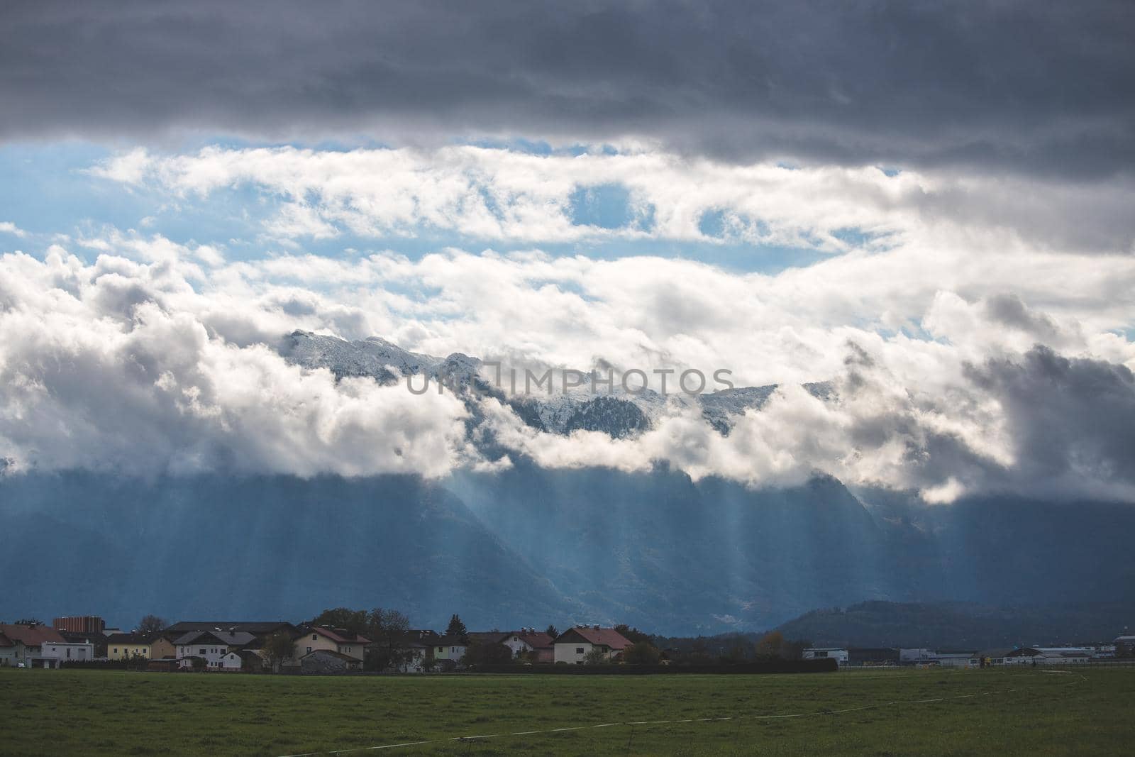 Snowy mountains in winter, landscape, alps, Austria