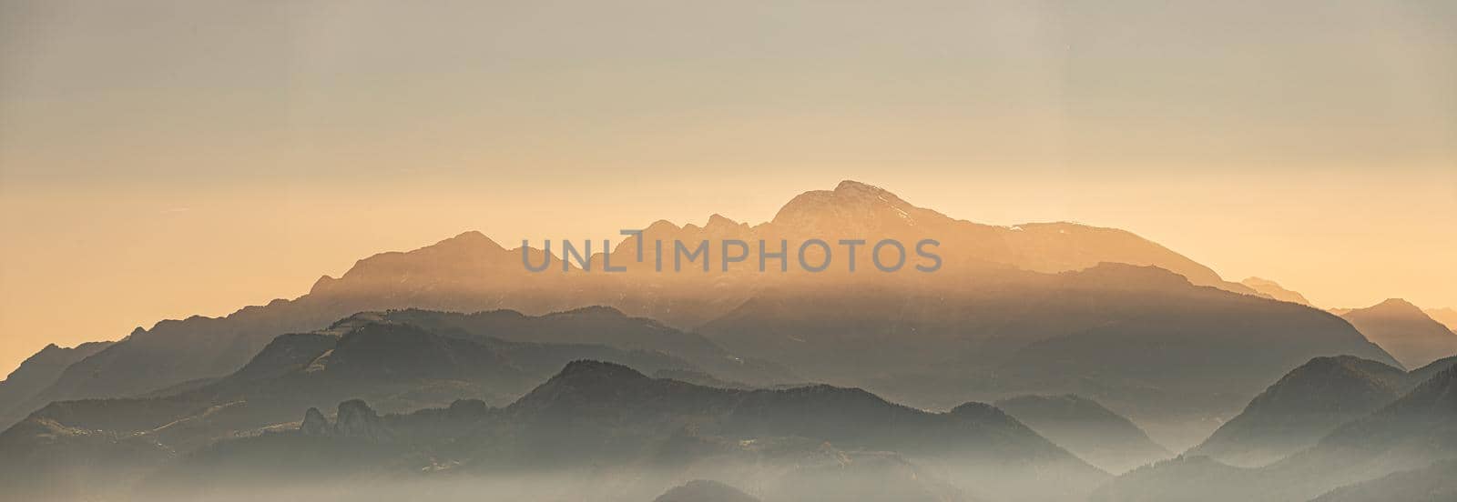 Mountain silhouette in Austria in autumn time