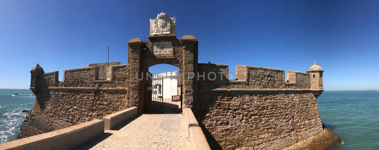 Panorama from Castle of San Sebastian in Cadiz Spain