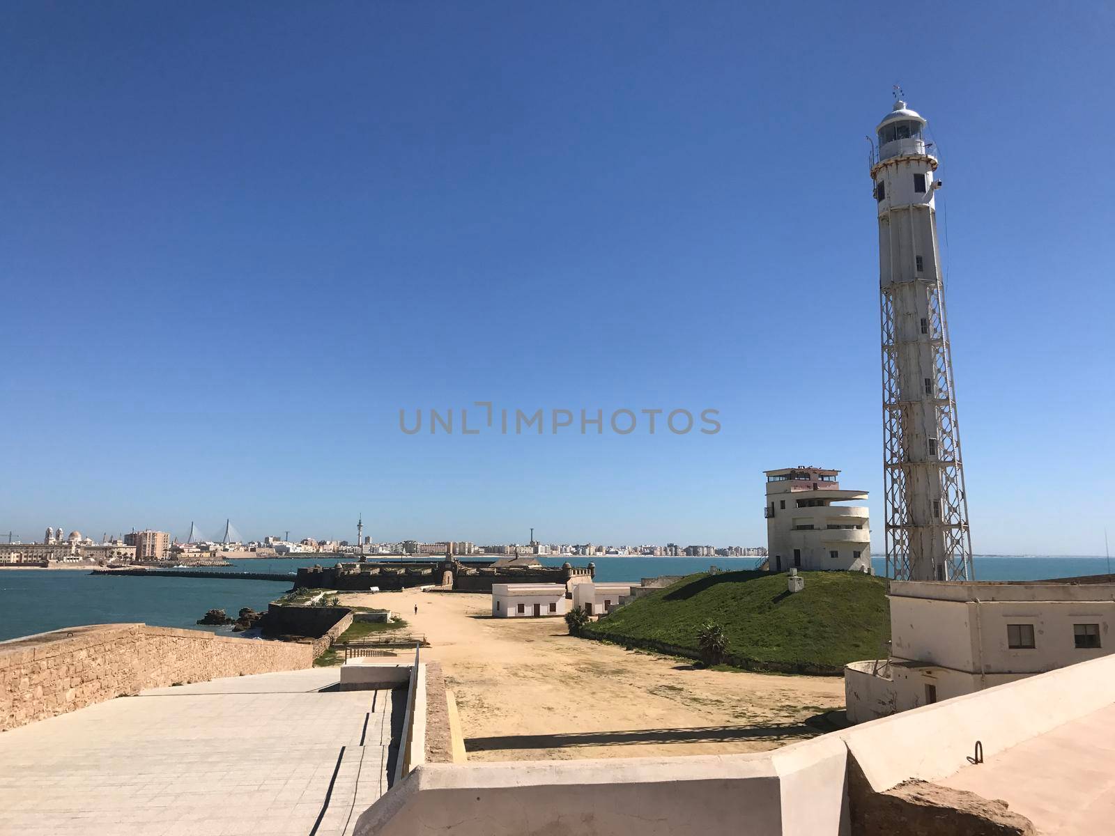 Lighthouse at the Castle of San Sebastian in Cadiz Spain