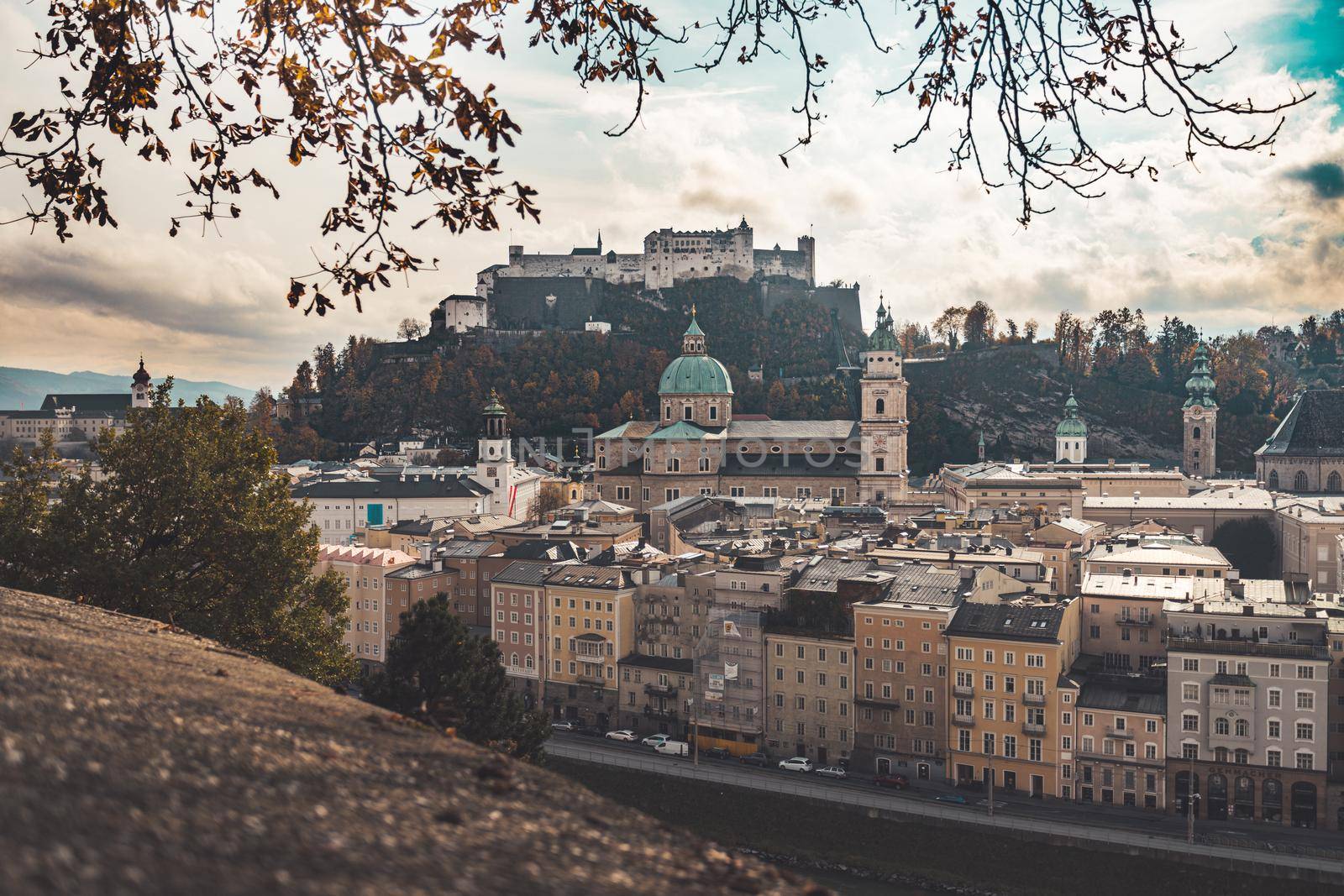 European city trip: Salzburg old city in autumn, colorful sunshine, Austria by Daxenbichler