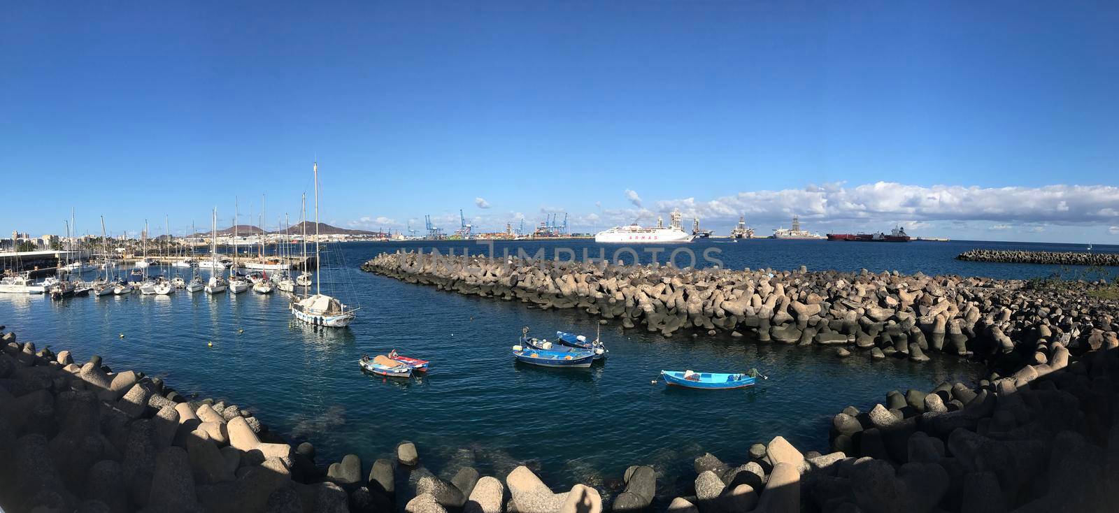 Panorama from harbour of Las Palmas Gran Canaria