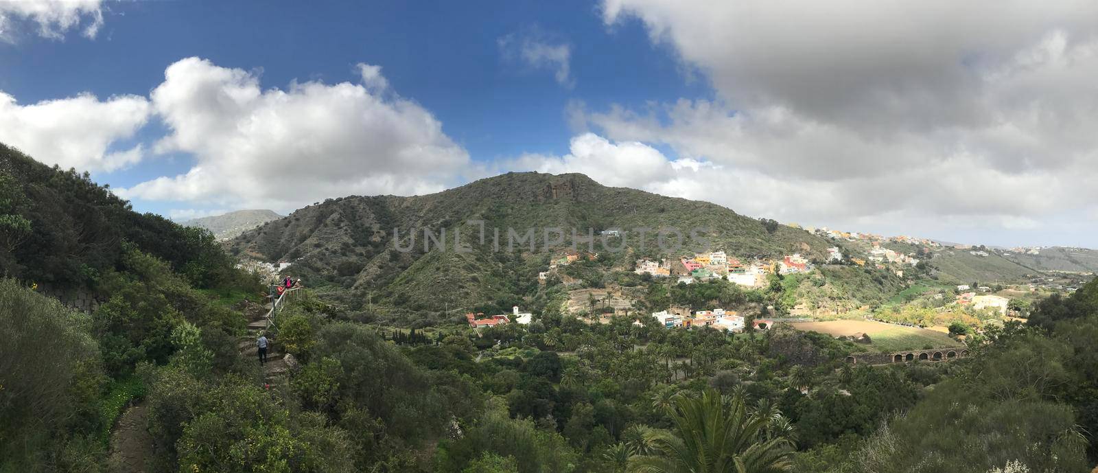 Panorama from the Jardin Canario botanic gardens in Las Palmas Gran Canaria
