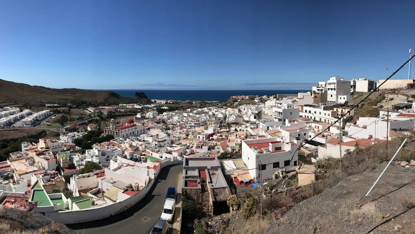 Panorama aerial view over Agaete Gran Canaria Canary Islands Spain