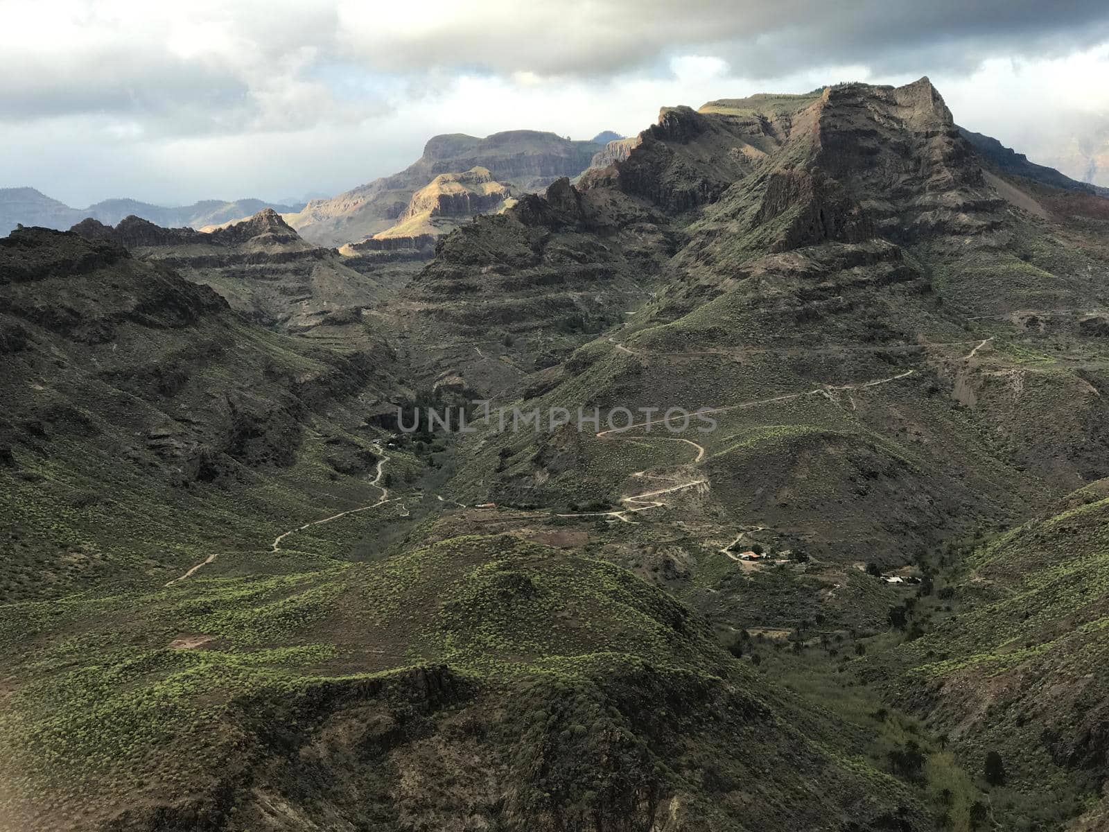 Landscape from the Degollada de las Yeguas lookout point in south Gran Canaria 