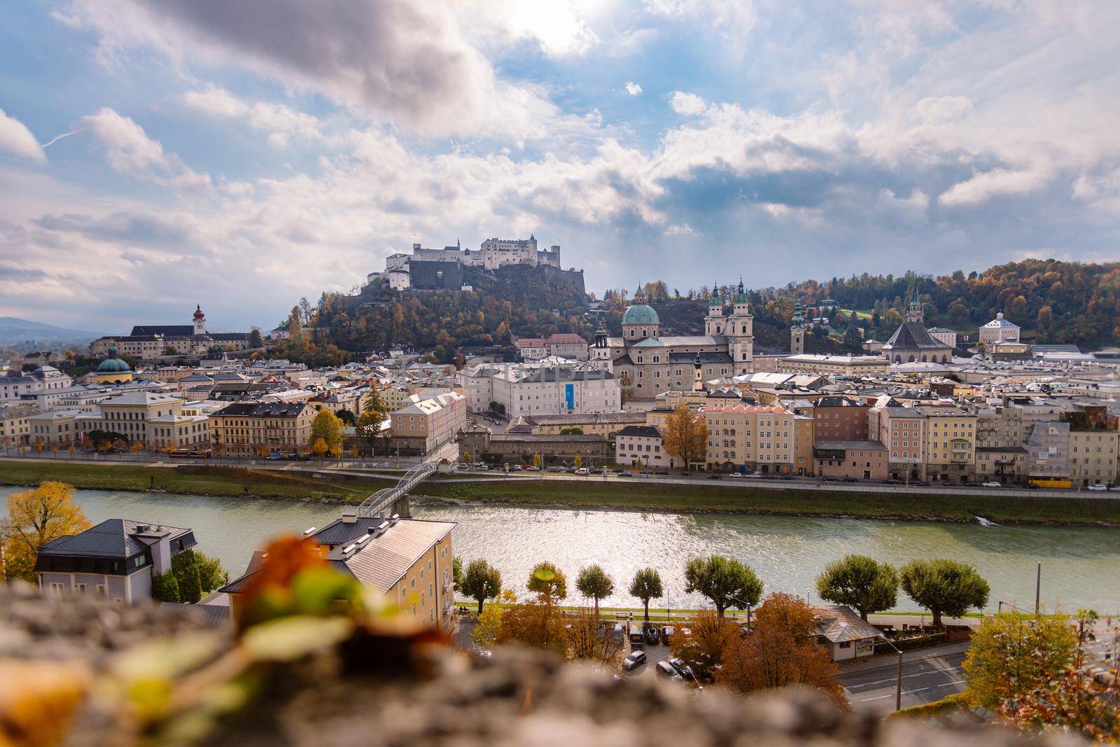 European city trip: Salzburg old city in autumn, colorful sunshine, Austria by Daxenbichler