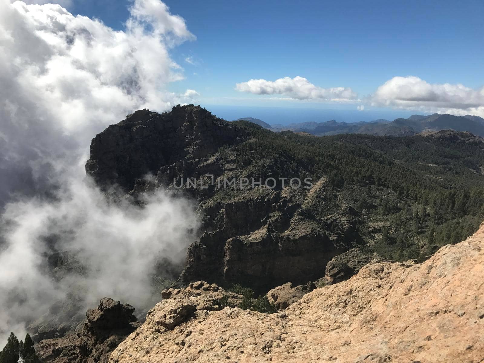 View from Pico de las Nieves the highest peak of the island of Gran Canaria