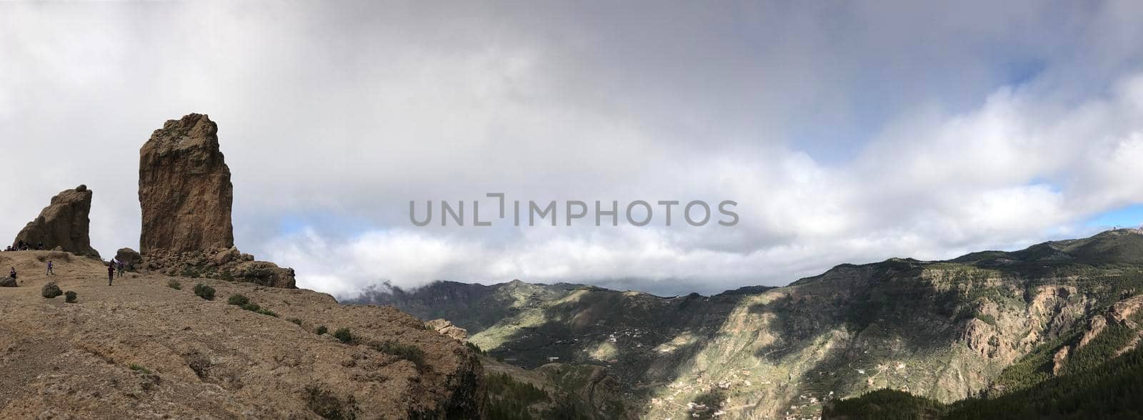 Panorama from the Roque Nublo a volcanic rock on the island of Gran Canaria