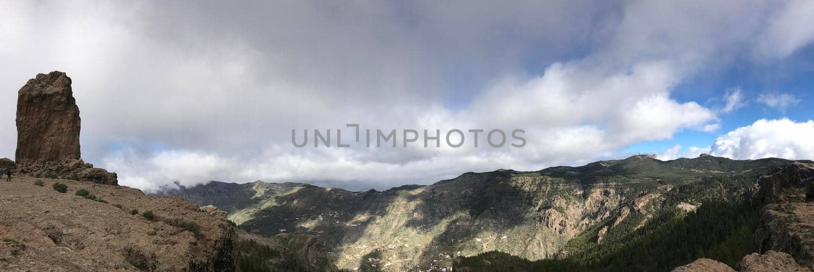 Panorama from the Roque Nublo a volcanic rock on the island of Gran Canaria