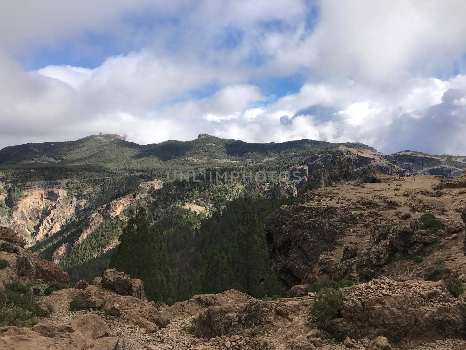 Landscape seen from the Roque Nublo a volcanic rock on the island of Gran Canaria