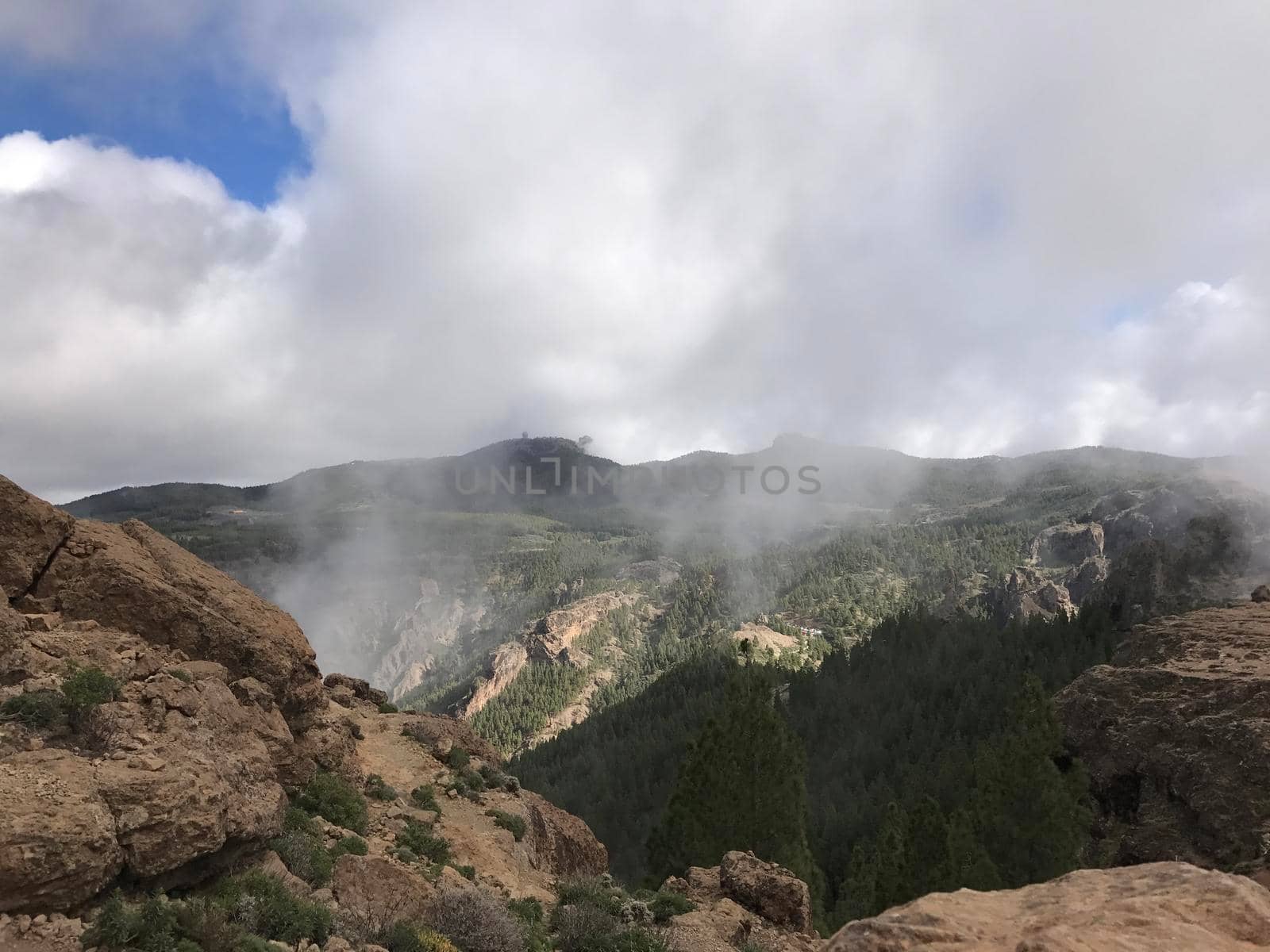 Landscape seen from the Roque Nublo a volcanic rock on the island of Gran Canaria