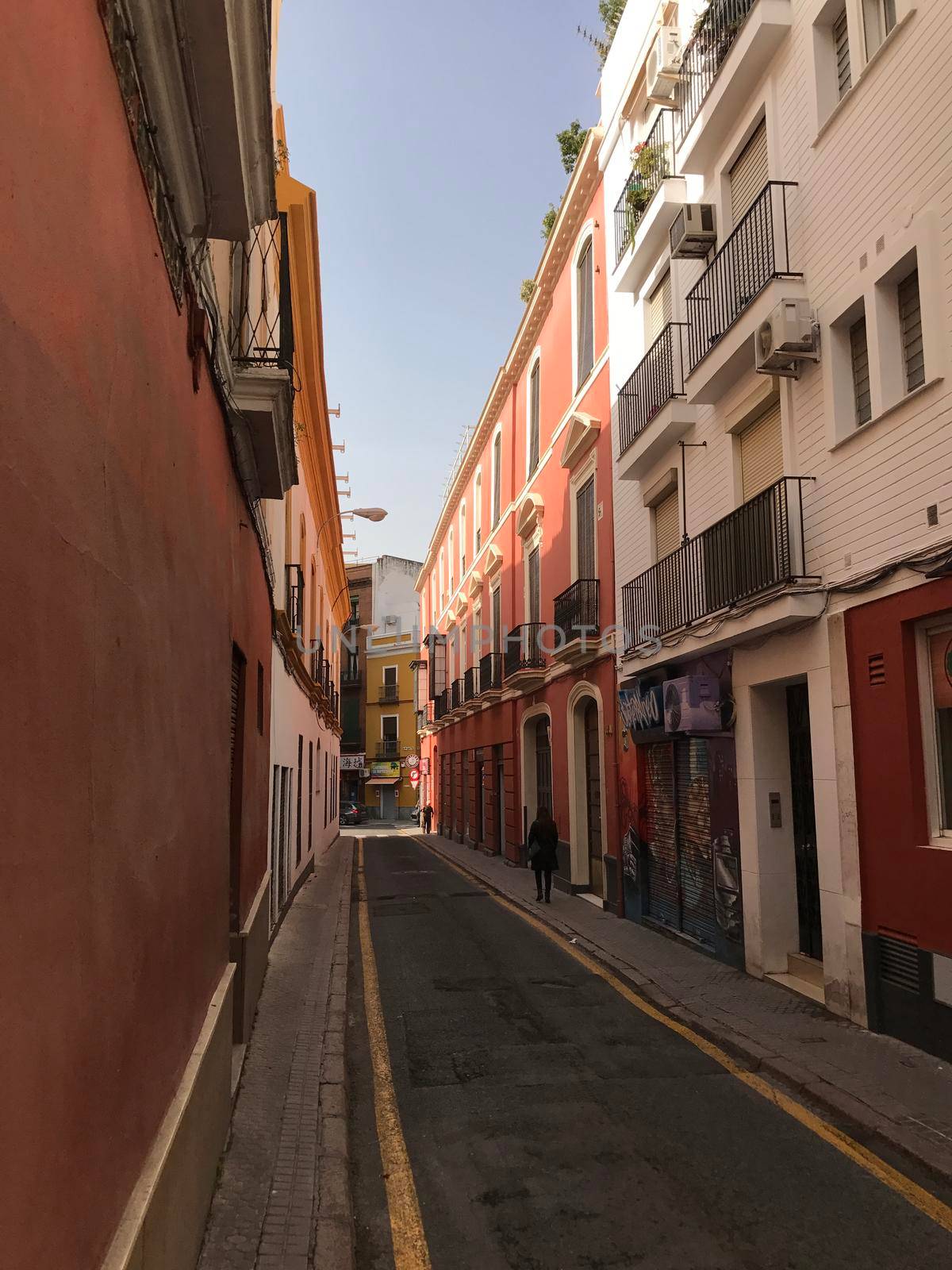 Colorful houses in the streets of Seville