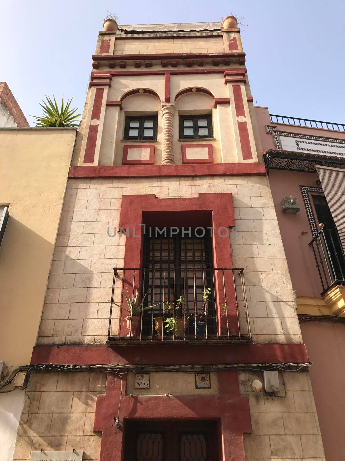 Tall house in the streets of Seville Spain
