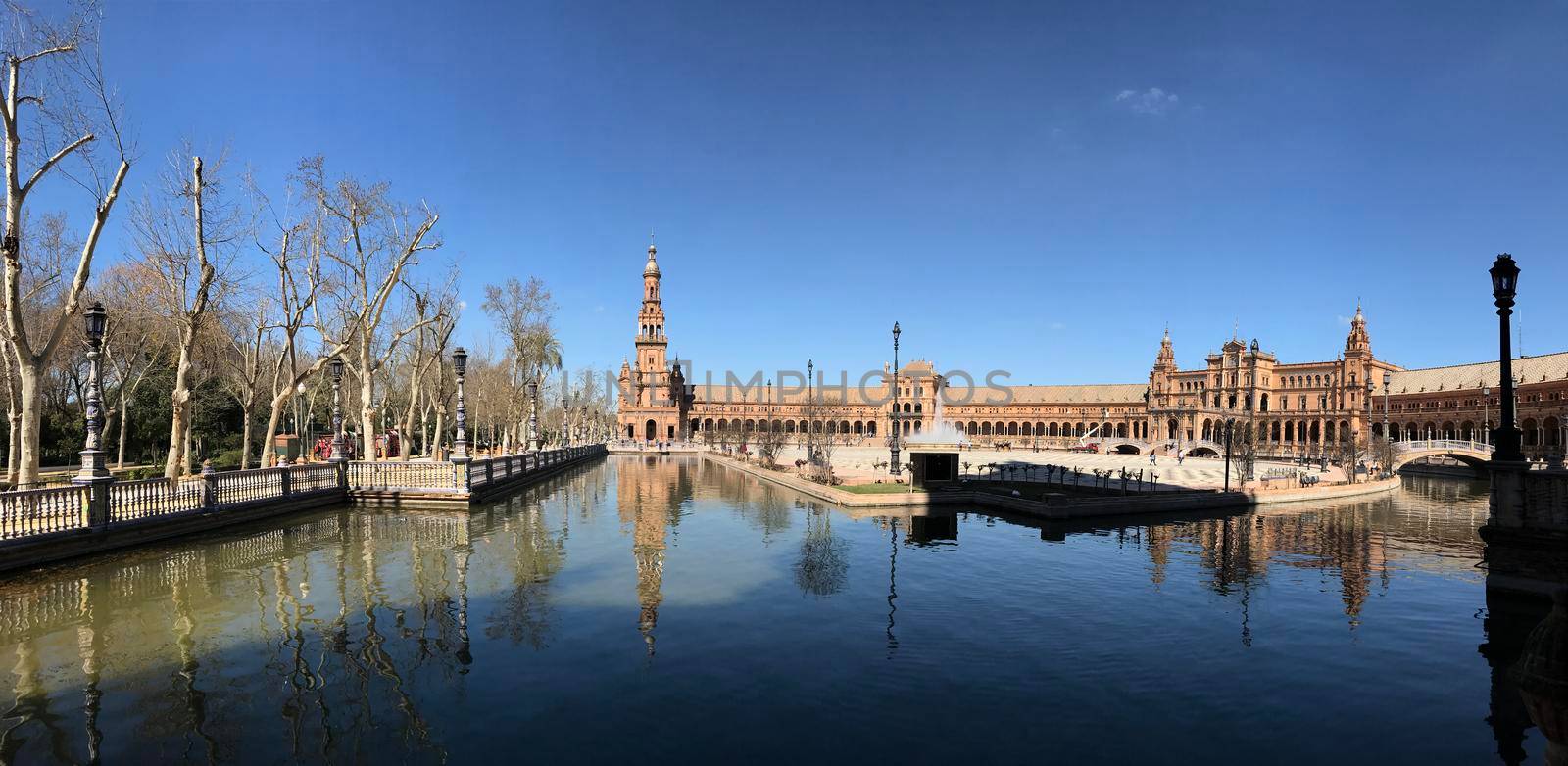 Panorama from Plaza de Espana in Seville Spain
