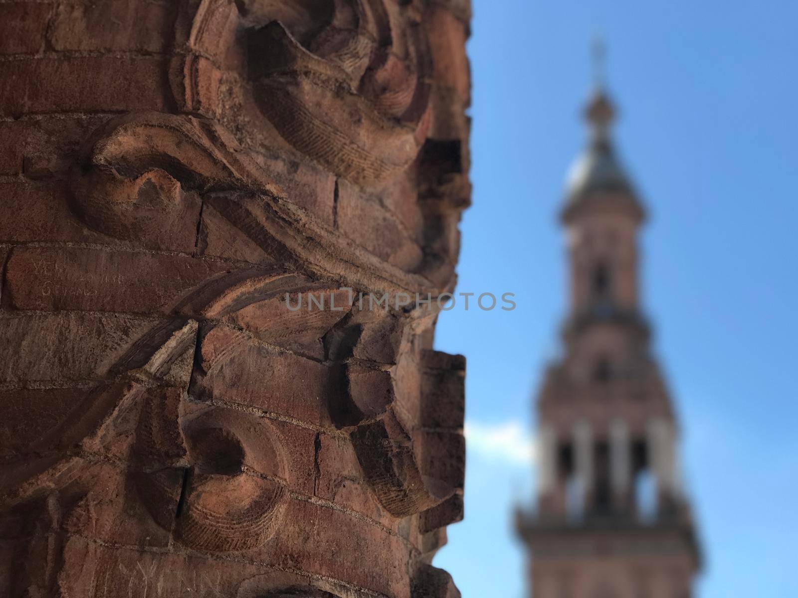 Pillar at Plaza de Espana in Seville Spain