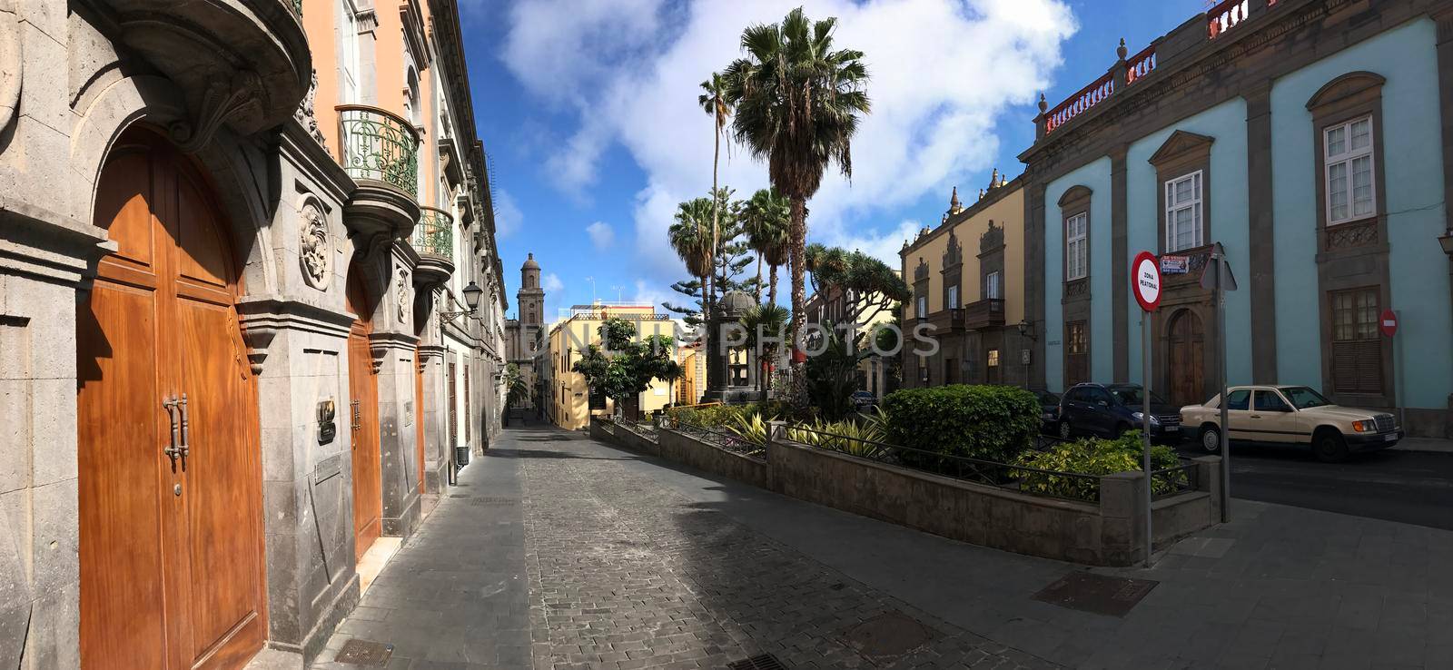 Panorama from Plaza del Espiritu Santo in Las Palmas Gran Canaria Canary Islands Spain
