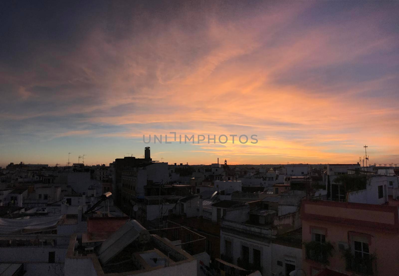 Orange sunset in Seville Spain