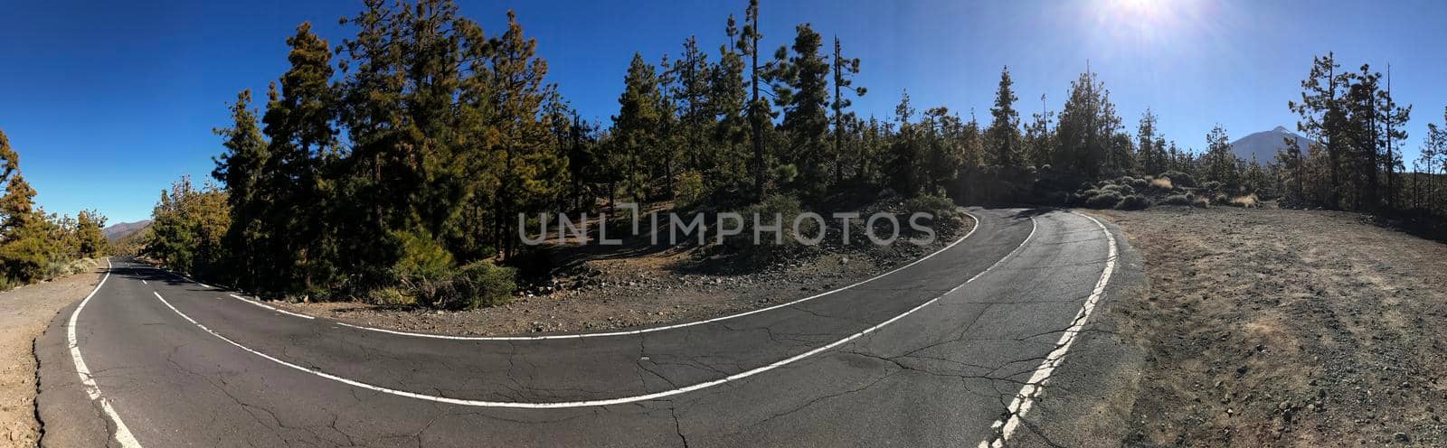 Panorama from a road through Teide National Park at Tenerife