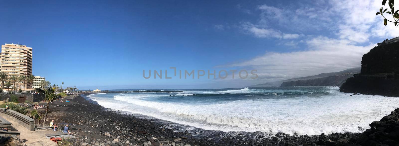 Panorama from the beach of Puerto de la Cruz Tenerife canary islands