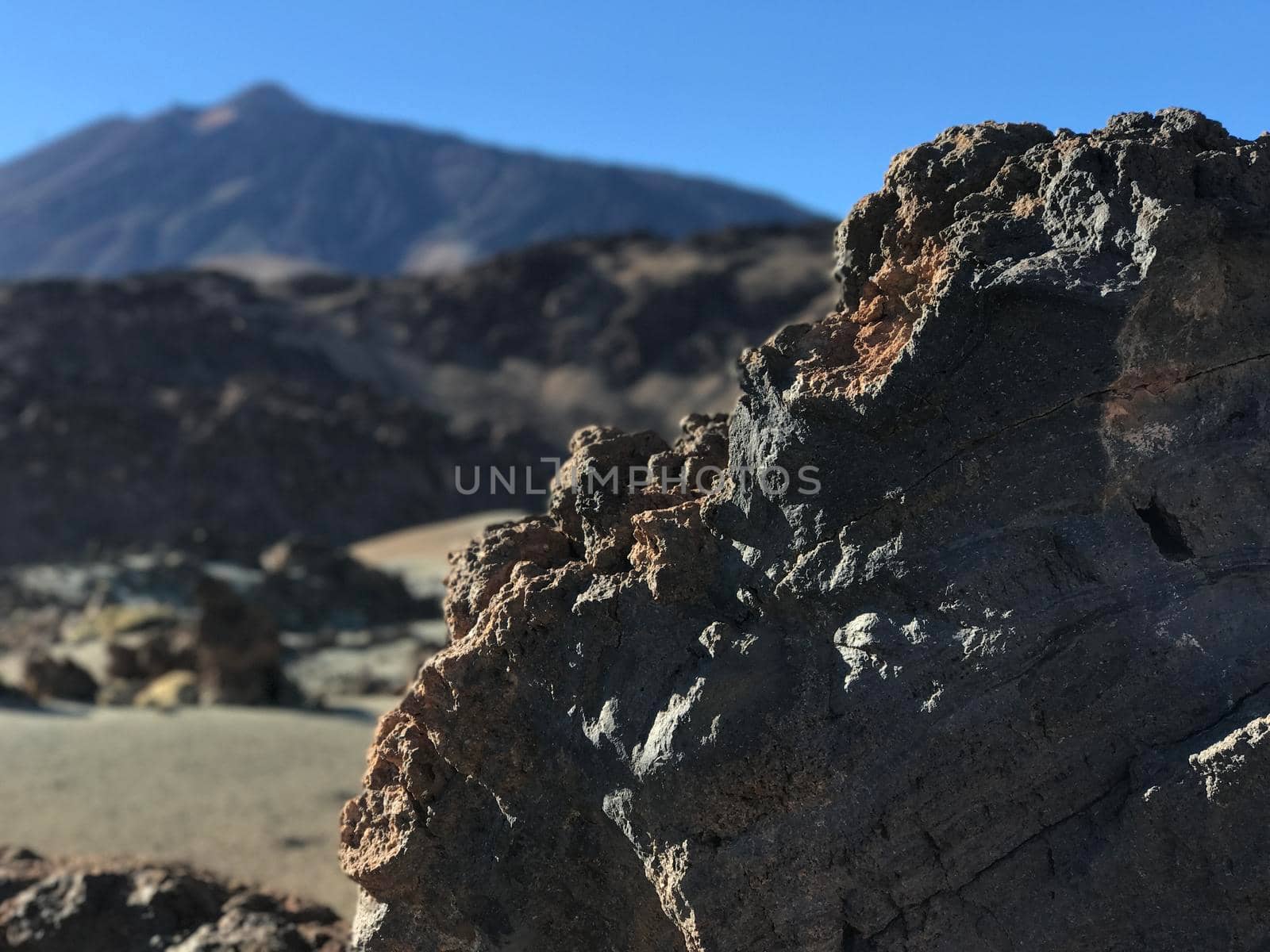 Rocky landscape around Mount Teide a volcano on Tenerife in the Canary Islands