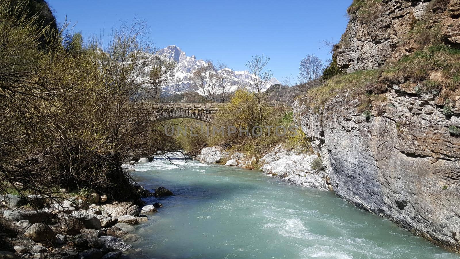 Bridge over a stream in Frontera del Portalet Spain